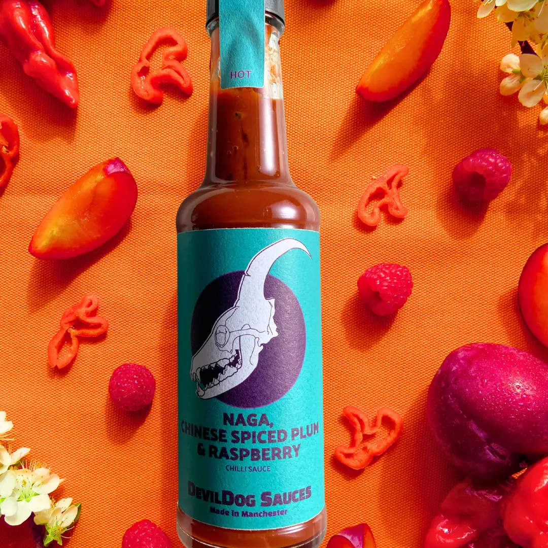 Devil Dog Naga, Chinese Spiced Plum & Raspberry Hot Sauce