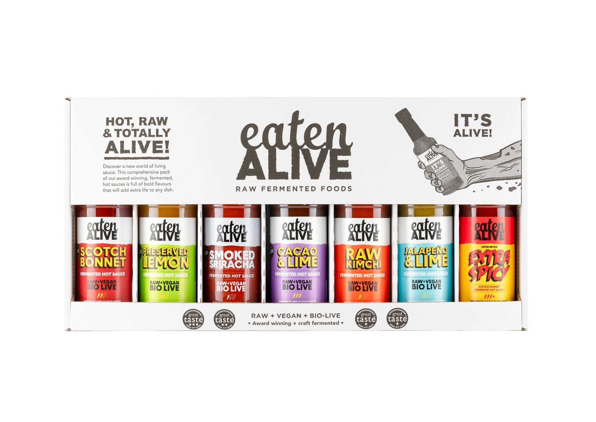 Eaten Alive Fermented Hot Sauce Discovery Box – 7 Pack